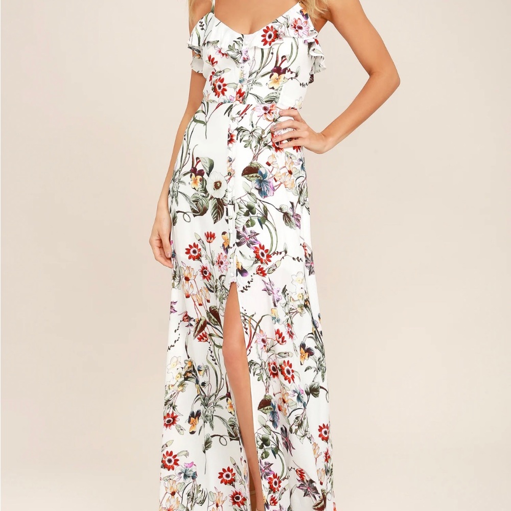 Bloom On Ivory Floral Print Maxi Dress